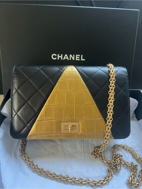 Chanel Reissue 2.55 crocodile Embossed and Lambskin leather WOC crossbody